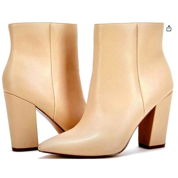 Vetaste Women Chunky High Heel Ankle Bootie - Apricot - size 11 - Picture 2 of 8